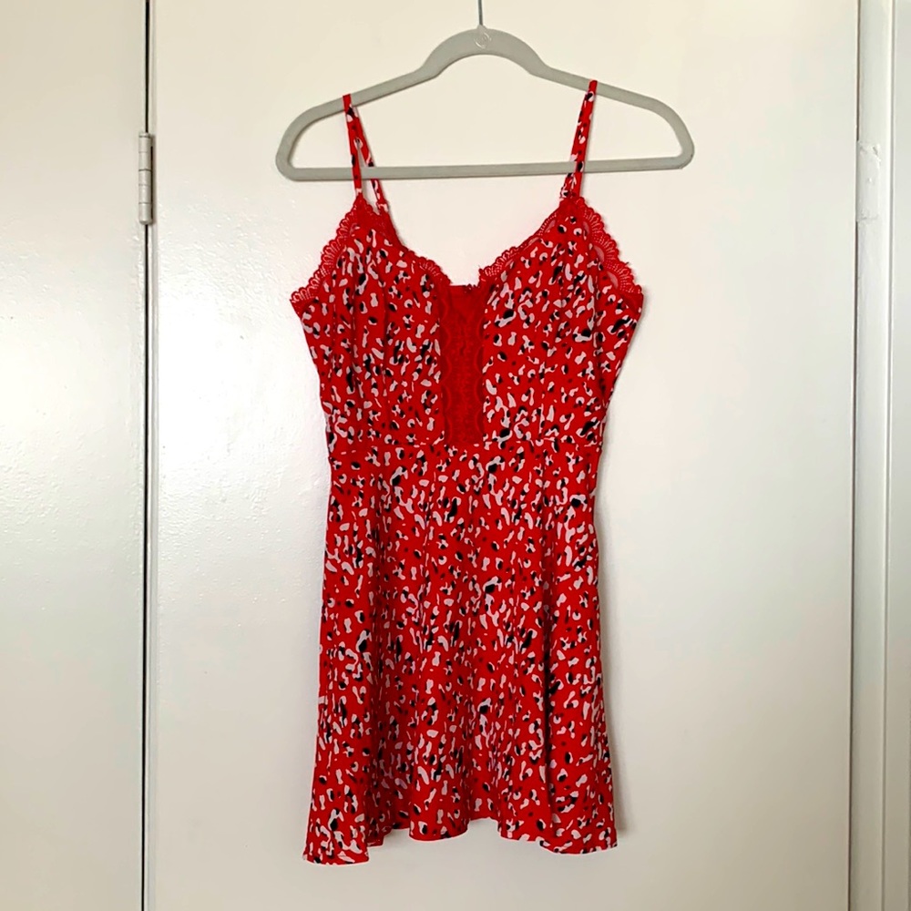 Superdown red leopard mini dress
